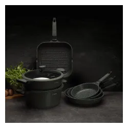 Patelnia nieprzywierająca z pokrywką STARKE PRO VIRIDI DEEP 24 cm