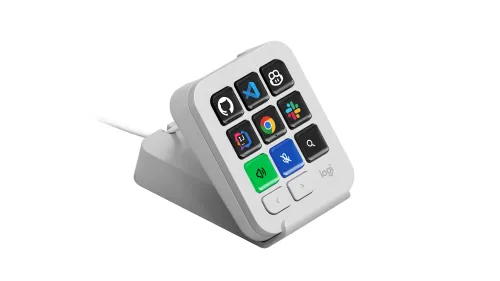 Konsola programowalna Logitech MX Keypad z klawiszami LCD do sterowania AI i aplikacjami Jasnoszary