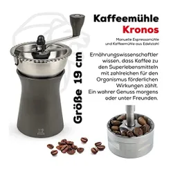 Peugeot kaffeemühle kronos 19 cm schokolade I hochwertige kaffeemühle manuell aus robustem edelstahl & kunststoff I kaffeezubehör I hergestellt in frankreich