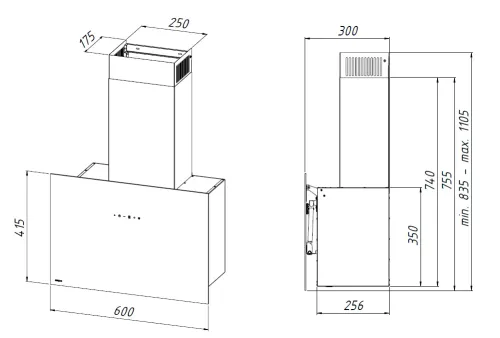 Okap Akpo WK-9 Fallon 60 Czarny