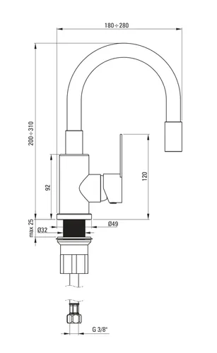 Bateria umywalkowa DEANTE Lupo BLU B240 Czarny stal