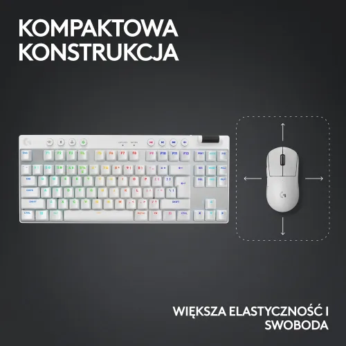 Klawiatura mechaniczna Logitech G Pro X TKL Lightspeed Tactile - GX Brown - biały