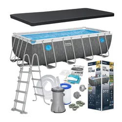 Basen stelażowy Bestway ogrodowy prostokątny 488x244x122 cm zestaw 10w1