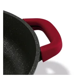 Patelnia na indukcję marmurowa z pokrywką krótkie uchwyty Starke Pro Ochre 28 cm