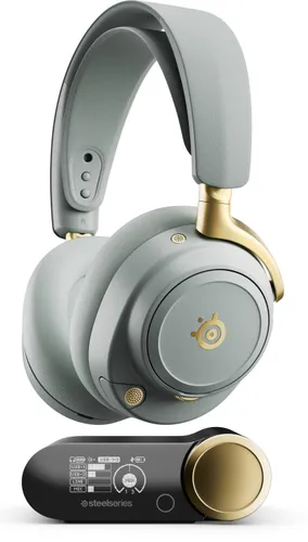 Słuchawki STEELSERIES Arctis Nova Elite Bezprzewodowe, Nauszne, ANC, Dźwięk przestrzenny Szaro-złoty