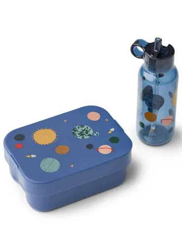 Zestaw lunchbox + butelka Liewood Chelsey Lunchbox Set - universe / classic navy