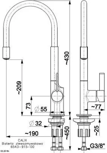 Bateria KFA Armatura Arura Calix 6543-915-00 Czarny Mosiądz