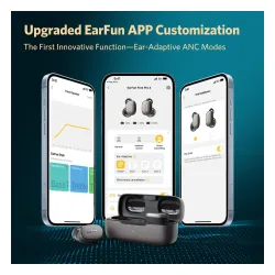 Słuchawki bezprzewodowe Earfun Free Pro 3 ANC Dokanałowe Bluetooth 5.3 Czarny