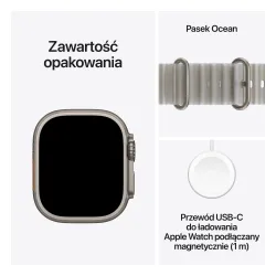 Apple Watch Ultra 4 GPS + Cellular koperta z tytanu Naturalna 49mm Pasek Ocean w kolorze półprzezroczystej szarości