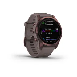 Смарт-часы Garmin FENIX 7S Sapphire Solar титановый темно-бронзовый с серым силиконовым ремешком (010-02539-29)