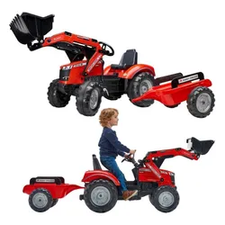 Traktor Na Pedały Dla Dzieci 3-6 Lat Do 50Kg Falk Massey Ferguson Przyczepa Klakson Łańcuch