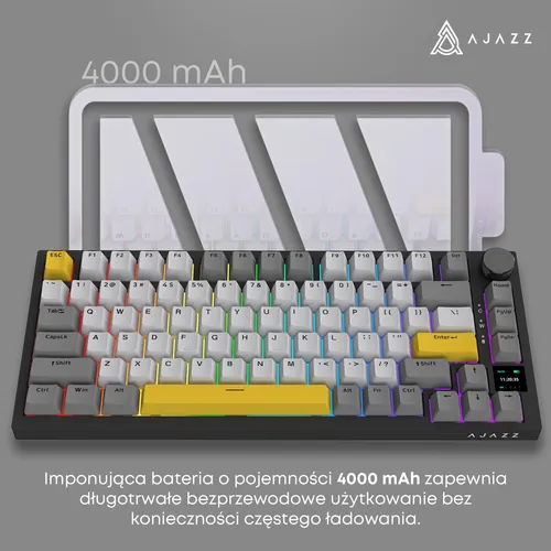 Klawiatura AJAZZ AK820 Pro RGB Hot Swap Flying Fish Switch Czarno-szaro-żółty