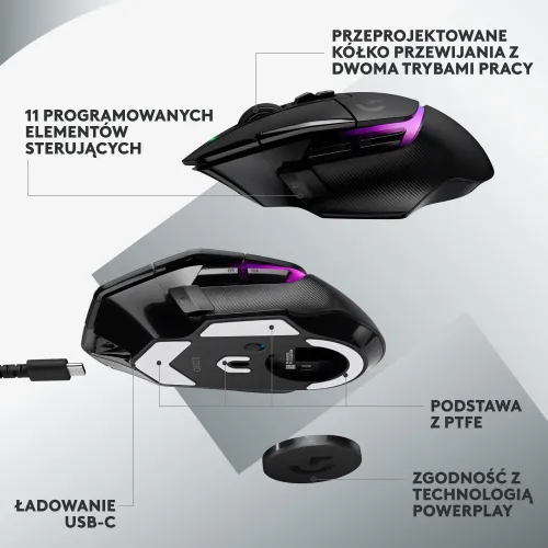 Myszka gamingowa Logitech G502 X Plus - czarny