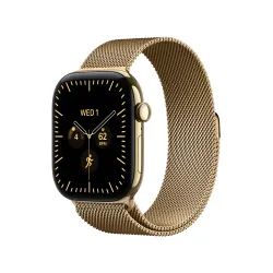 Opaska dla seniora Apple Watch Series 12 GPS + Cellular Koperta 46mm tytan złoty bransoletka mediolańska -M/L