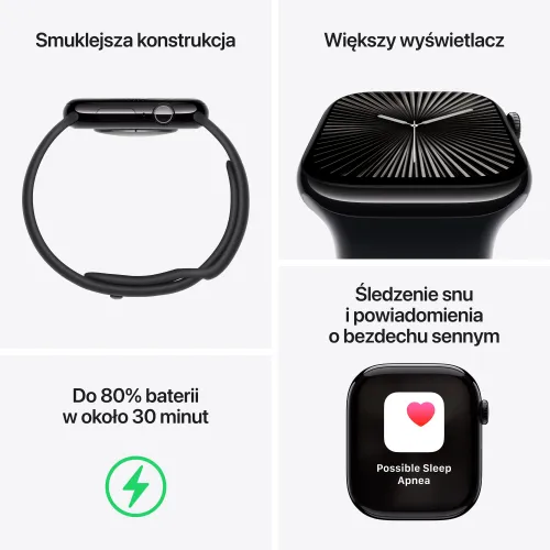 Apple Watch 10 GPS 42mm koperta z aluminium (różowe złoto) + pasek sportowy rozmiar S/M (łagodny róż) (Stan Doskonały)