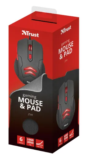 Myszka gamingowa Trust Ziva Gaming Mouse Podkładka Czarny