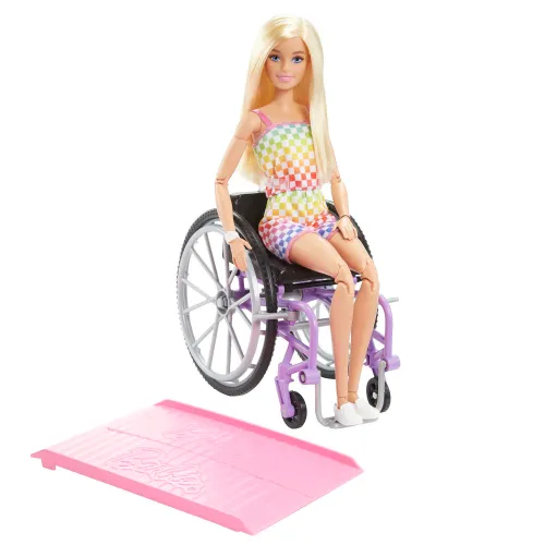 Lalka Barbie Fashionistas Na wózku strój w kratkę HJT13