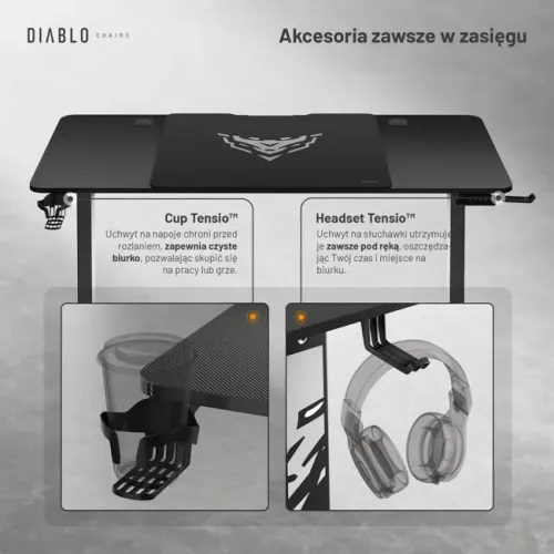 Biurko Diablo Chairs X-Tensio 1400 140cm Regulacja wysokości Czarny