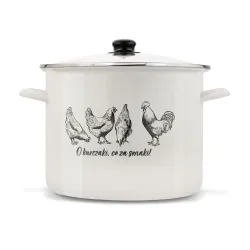 Garnek emaliowany duży z szklaną pokrywką TADAR 12 l