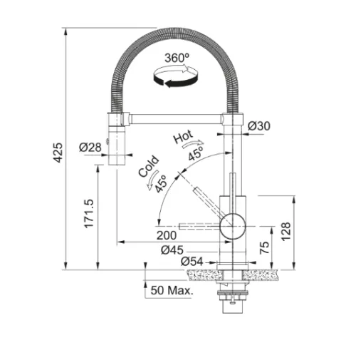 Bateria Franke Smart Glenda semi-pro Stal szlachetna