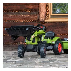 Falk Traktor Claas Zielony z Przyczepą i Łyżką na Pedały od 2-5 lat
