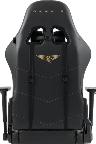 Fotel GAMVIS Phantom Large Czarny (złote elementy) + podnóżek