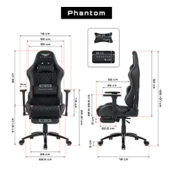 Fotel GAMVIS Phantom Large Czarny (białe elementy) + podnóżek
