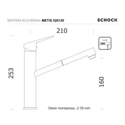 Bateria Schock Metis 526120 Chrom Mosiądz