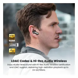 Słuchawki bezprzewodowe Tozo AeroSound6 Pro Dokanałowe Bluetooth 5.4 Czarny