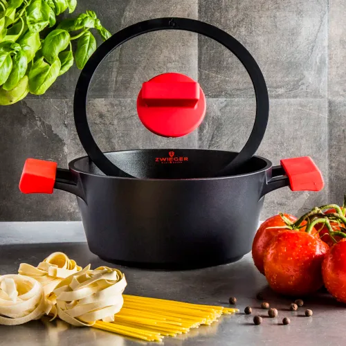 ZWIEGER Obsidian 2 l czarny - garnek aluminiowy z pokrywką