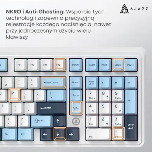Klawiatura magnetyczna Ajazz AK980 MAX Biało-Niebieski