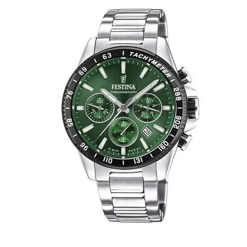 Festina Zamansız Kronograf Saatler F20560 / 4 Gümüş / Yeşil