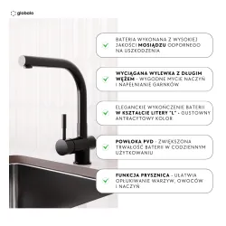 Bateria Globalo Lobio Antracytowy Mosiądz/Pvd