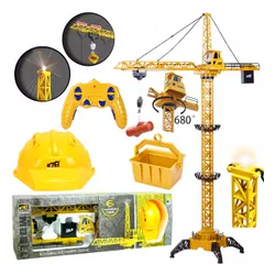 Dźwig Zdalnie Sterowany dla Dzieci Żuraw Budowlany 128cm Obrotowy + Kask Matadi