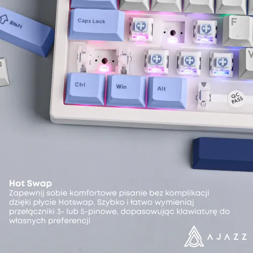 Klawiatura magnetyczna Ajazz AK980 MAX Biało-Niebieski