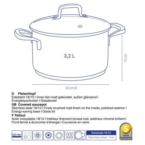 KELA Flavoria 3,2 l - garnek ze stali nierdzewnej z pokrywką