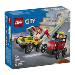 LEGO City Great Vehicles 60458 Zestaw wyścigówek: pizza kontra wóz strażacki