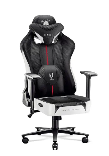 Fotel Diablo Chairs X-Player 2.0 Normal Size Gamingowy do 160kg Skóra ECO Tkanina Czarno-biały