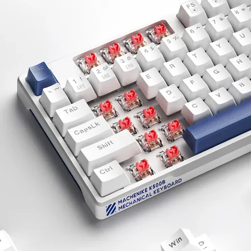 Klawiatura mechaniczna Machenike K500B-B87 Gamingowa Przewodowa Red Switch Biała