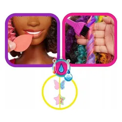 LALKA BARBIE GŁOWA DO STYLIZACJI + akcesoria Afro HMD79