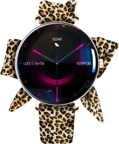 Smartwatch FOREVER SB-370 Lucca Różowe złoto + Pasek w panterkę