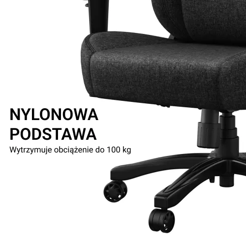 Fotel Anda Seat Phantom 4 L Black Fabric Gamingowy do 100kg Tkanina Czarny