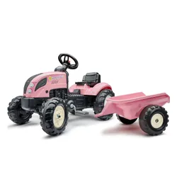 Falk Traktor Country Star Różowy na Pedały + Przyczepka i Klakson 2-5Lat.