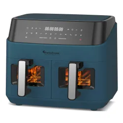 Air Fryer Frytkownica beztłuszczowa TURBOTRONIC TT-DAF6W Niebieski 9l z podwójnym koszem