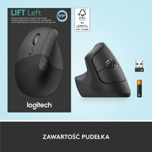 Myszka Logitech Lift leworęczny - grafitowy