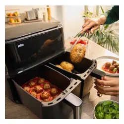 Air Fryer Frytkownica beztłuszczowa BRAUN TD3030.IBK 8l z podwójnym koszem 8 automatycznych programów