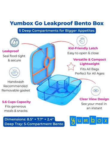 Lunchbox głęboki 5-komorowy Yumbox Go Bento Box - Miami blue
