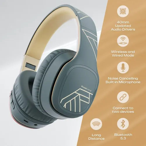Słuchawki bezprzewodowe PowerLocus P7 Asphalt Grey Nauszne Bluetooth 5.3 Szaro-beżowy