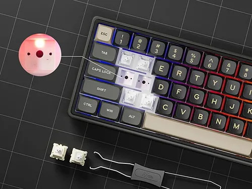 Klawiatura ROYAL KLUDGE R65 RGB Chartreuse Switch Czarno-brązowy