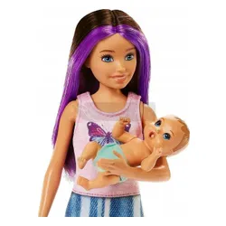 LALKA BARBIE SKIPPER OPIEKUNKA łóżeczko + bobas HJY33